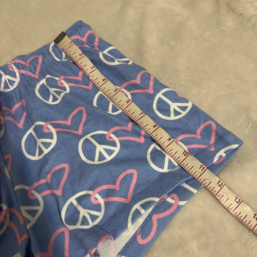 P.J. Salvage Peace & Love Lounge Set -‎ Blue Pink & White Hearts size small nwot